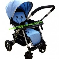 Cărucior nou născut 2 in 1 +plasă pentru insecte Baby Care 511 Albastru - Img 3