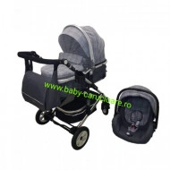Cărucior nou născut 3 in 1 +geantă multifuncționala+ plasă pentru insecte Baby Care 531 Grey Design