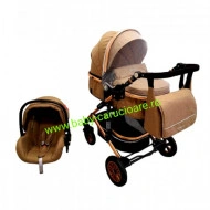 Cărucior nou născut 3 in 1 +geantă multifuncționala +plasă pentru insecte Baby Care 531 Dark Capuccino