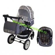 Carucior nou născut 3 in 1+ geantă multifuncționala +plasă pentru insecte Baby Care S 530 Grey Design - Img 2
