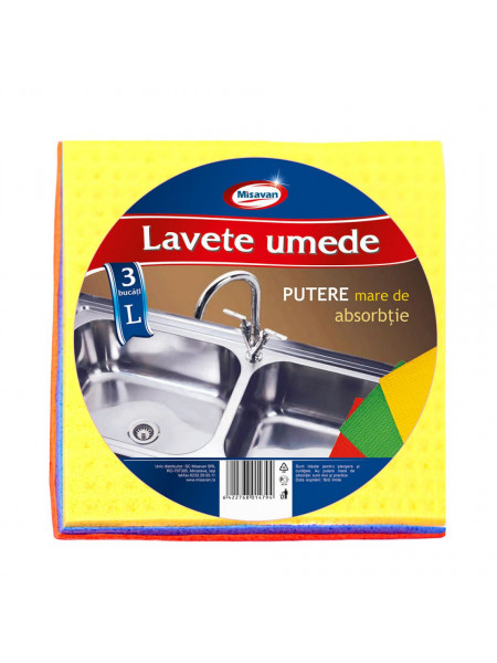 Lavete umede universale Misavan, 18*20cm, L, 3 buc/set