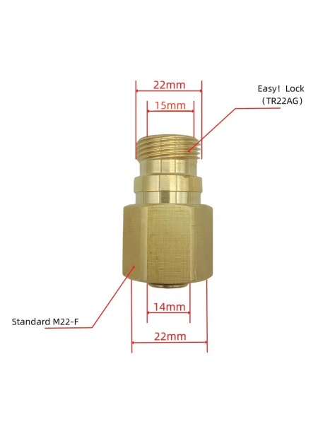Adaptor 5 Easy Lock Force pentru Karcher TR22, R+M, M22x1.5mm, Auriu