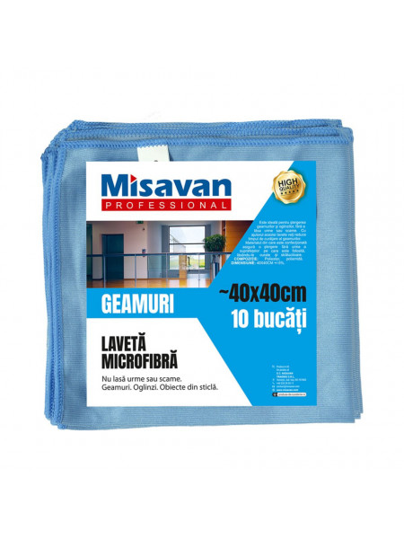 Laveta microfibra pentru geam Misavan Professional, 40*40cm, albastru