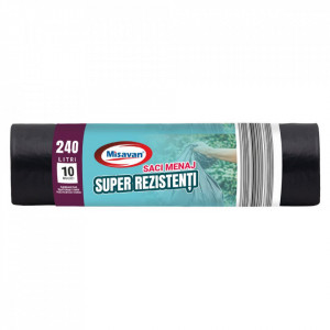 Saci menajeri Misavan, 240l, negru, 10 buc, SUPER REZISTENTI
