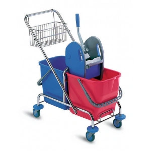 CĂRUCIOR CROMAT DUBLU - cu doua galeti si presa mop