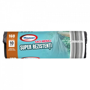 Saci menajeri Misavan, 160l, negru, 10 buc, SUPER REZISTENTI