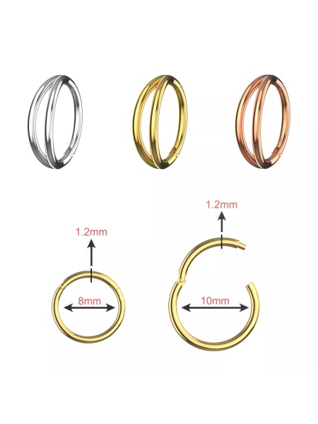 Clicker Doppio in Argento sterling 925 1.2x8mm - Silver - Img 2