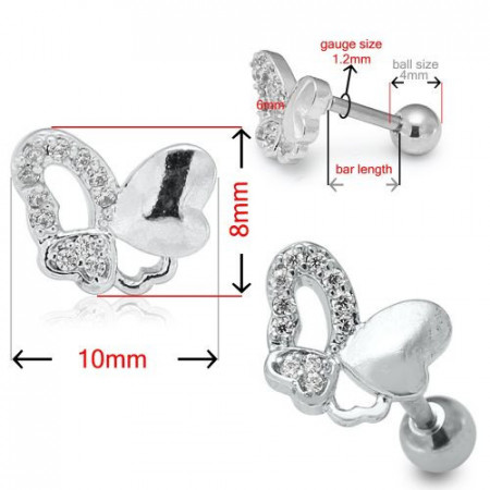 Gioiello Farfalla Cuore Helix Trago Piercing orecchio - Img 2