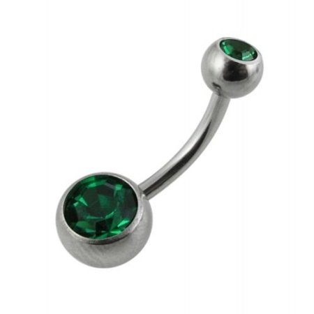 Piercing Ombelico in Acciaio con Gioiello Doppio Dark Green 1.6 - 12mm