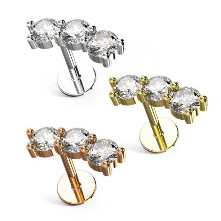 Triplo Gioiello Acciaio chirurgico Helix Tragus Piercing Orecchio - Img 2