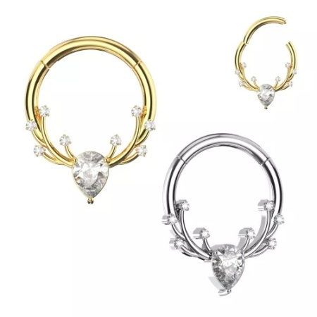 Clicker con Antlers Design Oro in Acciaio Chirurgico 316L 1.2x8mm - Img 2