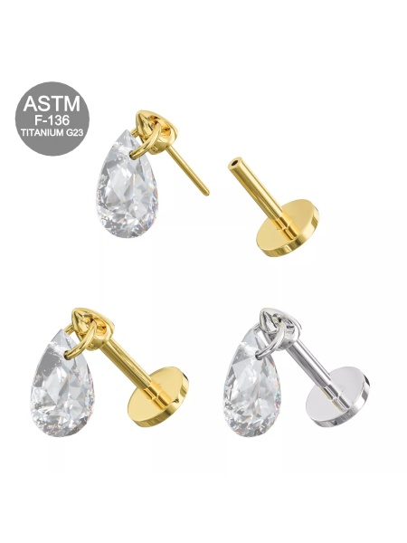 Labret a incastro con pendente 1.2x7mm - Argento - Img 2