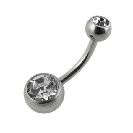 Piercing Ombelico in Acciaio Chirurgico con Gioiello Doppio Bianco 1.6 - 12mm