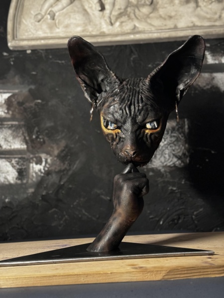 Opera d'arte Gatto Sphynx in resina - Img 3