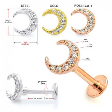 Gioiello Luna Crescente Helix Tragus Piercing Orecchio Oro - Img 2