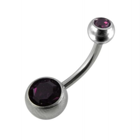 Piercing Ombelico in Acciaio Chirurgico con Gioiello Doppio Viola 1.6 - 12mm