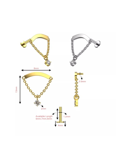 Labret con Ciondolo 1.2x7mm - Gold - Img 2