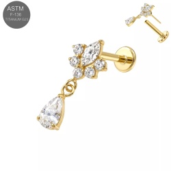 Labret in Titanio Marquise 1.0x7mm - Gold