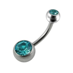 Piercing Ombelico in Titanio con Gioiello Doppio Azzurro 1.6 - 12mm