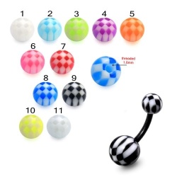 Piercing Ombelico in UV Football Print Viola