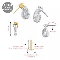 Labret a incastro con pendente 1.2x7mm - Oro - Img 3