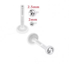 Labret in Teflon 1,2øx8mm Brillantino 2,5mm