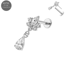 Labret in Titanio Marquise 1.0x7mm - Silver