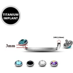 Surface in Titanio 1.6x25mm con Brillantini 4mm - Bianco