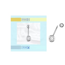 Piercing sterile Ombelico Bianco 1,2 cm 1.6mm 1 Brillatino - 25 pezzi