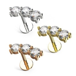 Triplo Gioiello Acciaio chirurgico Helix Tragus Piercing Orecchio - Img 2