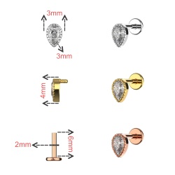 Gioiello Brillantino Goccia Oro In Acciaio Chirurgico 1.2x6mm - Img 4