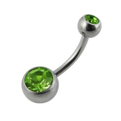 Piercing Ombelico in Acciaio con Gioiello Doppio Light Green 1.6 - 12mm