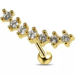 Gioiello Sette Pietre In Acciaio Chirurgico Oro 1.2x6mm