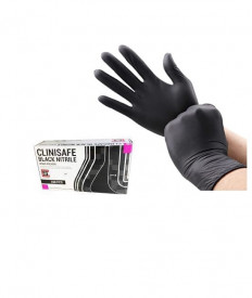 GUANTI NITRILE SENZA POLVERE NERI CLINISAFE CPM 100 pezzi Taglia XL