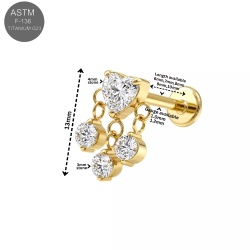 Labret con Ciondolo Cuore in Titanio 1.0x7mm - Gold - Img 2