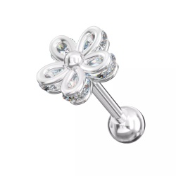 Piercing a fiore con 5 pietre gioiello 1.2x6mm