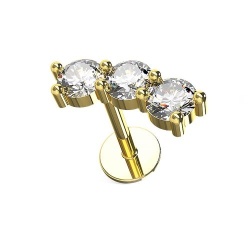 Triplo Gioiello Acciaio chirurgico Helix Tragus Piercing Orecchio Oro