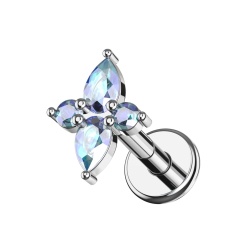 Gioiello Brillantino Fiori crociformi In Acciaio Chirurgico 1.2x6mm