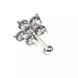 Gioiello Fiore 6 Pietre in Acciaio Chirurgico 1.2x6mm