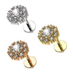 Gioiello Fiore Helix Tragus Piercing Orecchio Oro - Img 2
