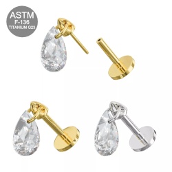 Labret a incastro con pendente 1.2x7mm - Argento - Img 2