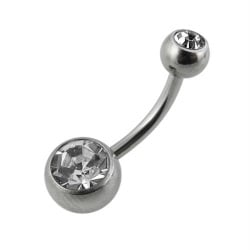 Piercing Ombelico in Acciaio Chirurgico con Gioiello Doppio Bianco 1.6 - 14mm
