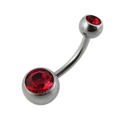 Piercing Ombelico in Acciaio con Gioiello Doppio Red 1.6 - 12mm