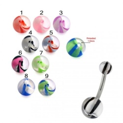 Piercing Ombelico in UV Acrylic Mix Color con banana in acciaio n°6