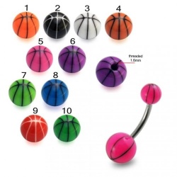Piercing Ombelico in UV Basket Ball Bianco