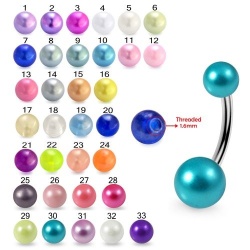 Piercing Ombelico in UV Perle Rosa con banana in acciaio