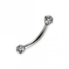 Curved Barbell Sopracciglio pietra multi cristallo 1,2ø ; 9mm