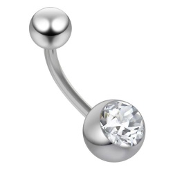 Piercing Ombelico in Acciaio Chirurgico con Gioiello Bianco