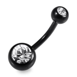 Piercing Ombelico in Acciaio con Gioiello Doppio Anodizzato Nero 1.6 - 12mm