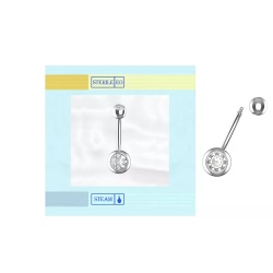 Piercing sterile Ombelico Bianco 1,2 cm 1.6mm Doppio Brillantino